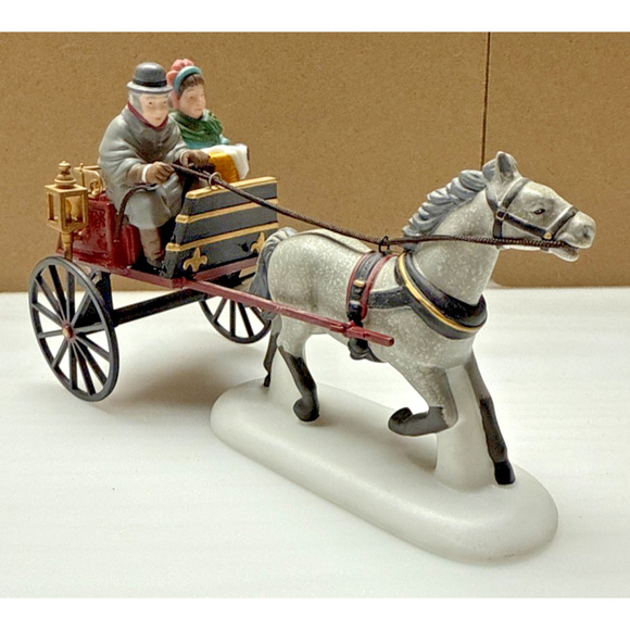 Vintage Dept 56 Village Collection Red Christmas Sulky Horse Carriage 1996 58401 - Picture 1 of 12
